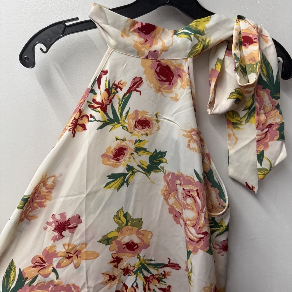 Amoli High Neck Tie Collar Floral‎ Romantic Coquette Fairy Cottage Boho Blouse S